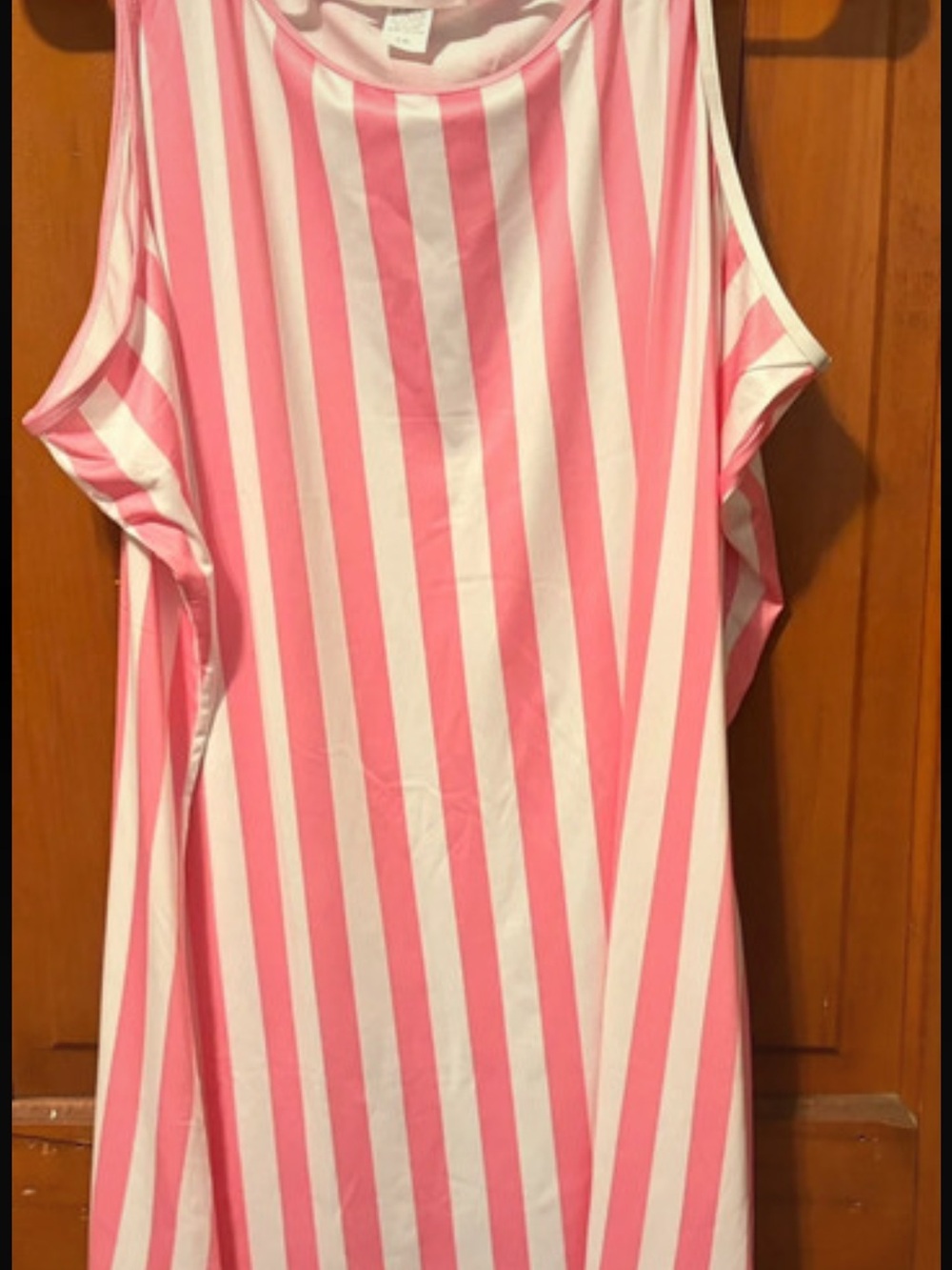 Viv And Lou Pink and White Vertical Stripe Sleeveless Dress Size L/XL